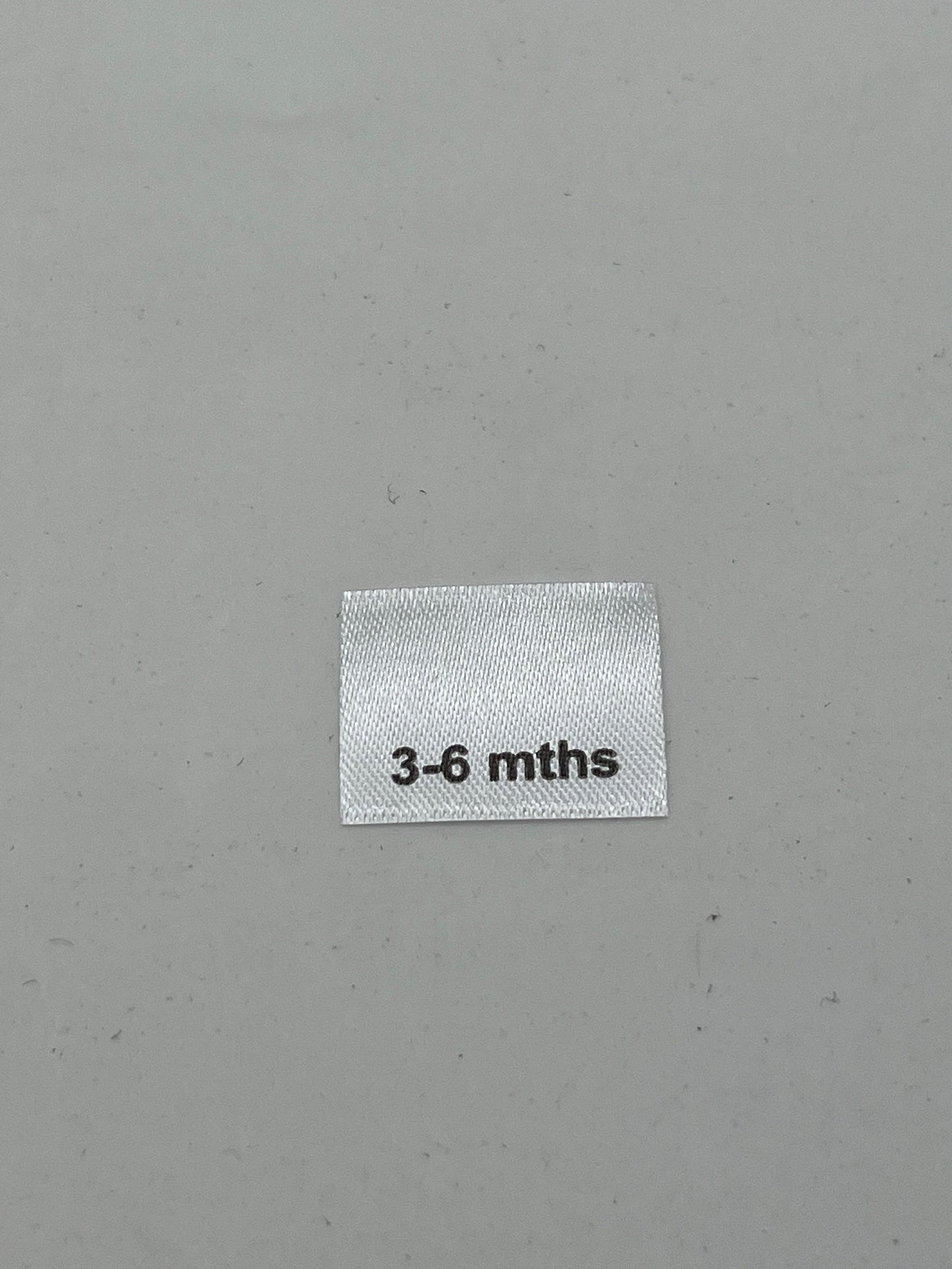 Poly satin Children's Clothing labels / Size tabs / Size labels – White with Black Text