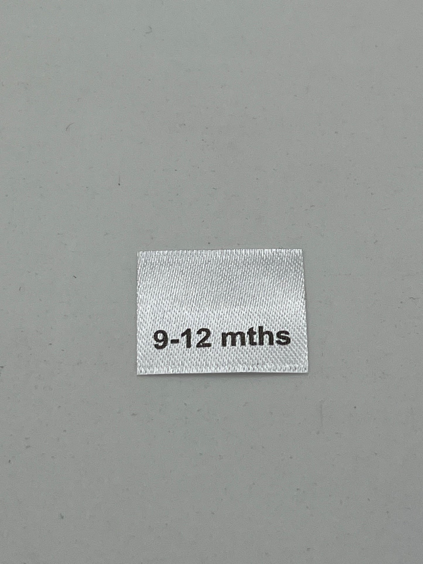 Poly satin Children's Clothing labels / Size tabs / Size labels – White with Black Text