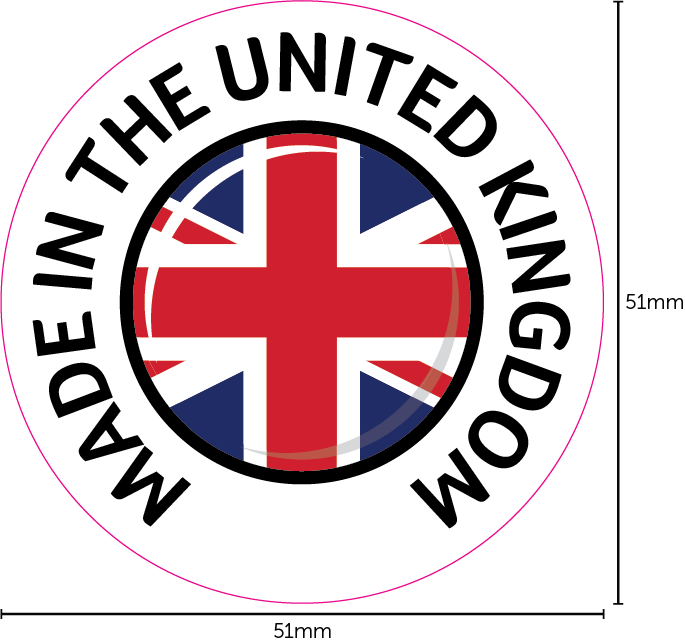 Made in adhesive stickers 51mm circles