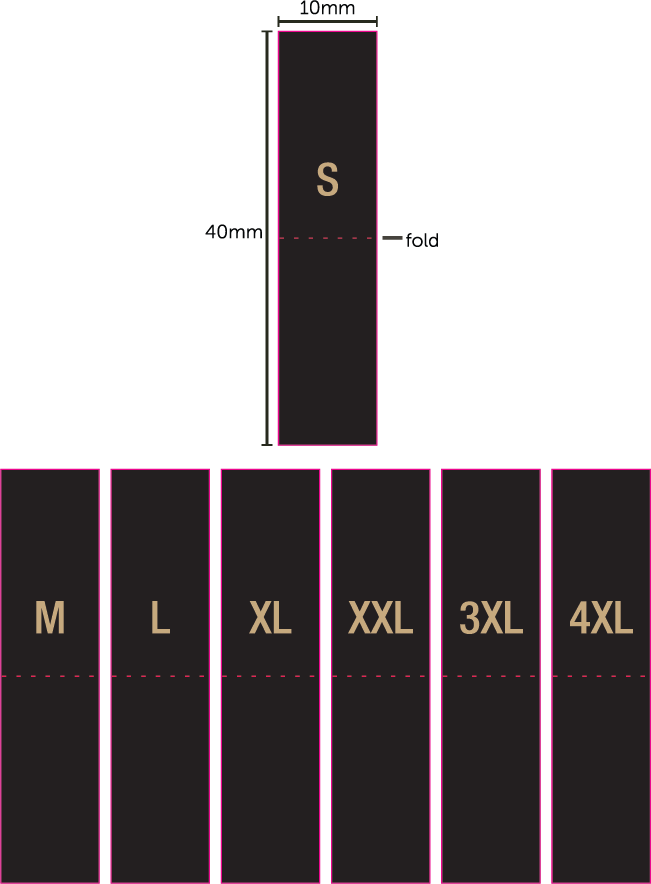(S-XXL) – Black Size Labels