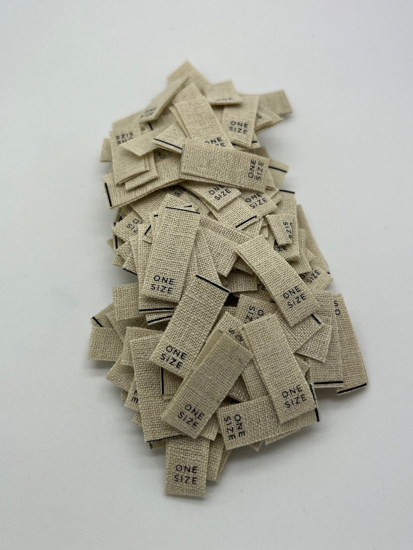 cotton size labels printed text