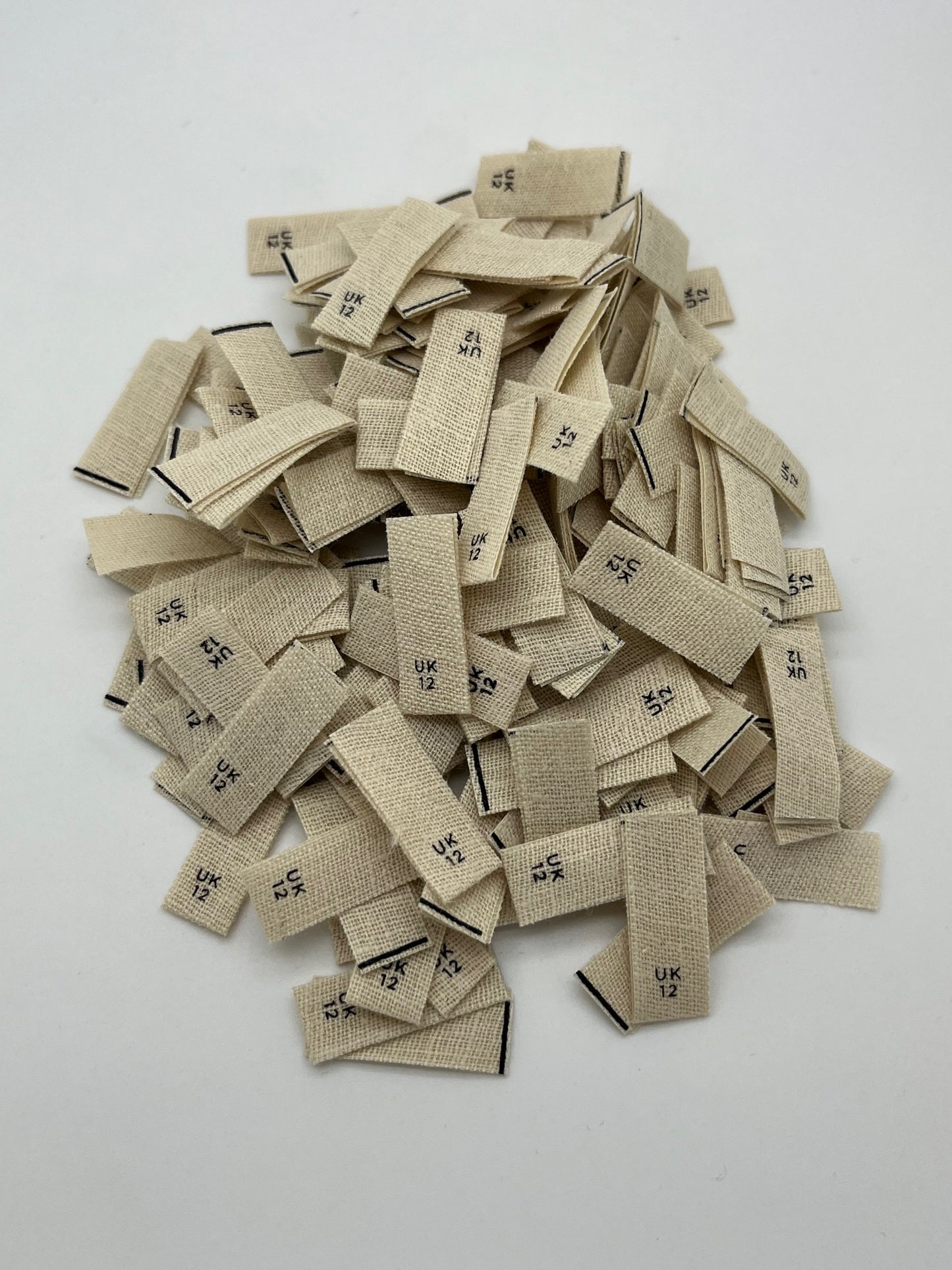 cotton size labels printed text