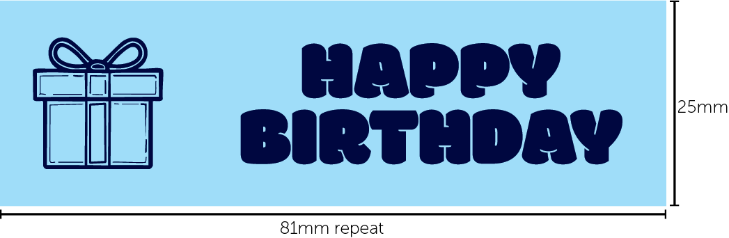 Decorative "Happy Birthday" Ribbon in Blue