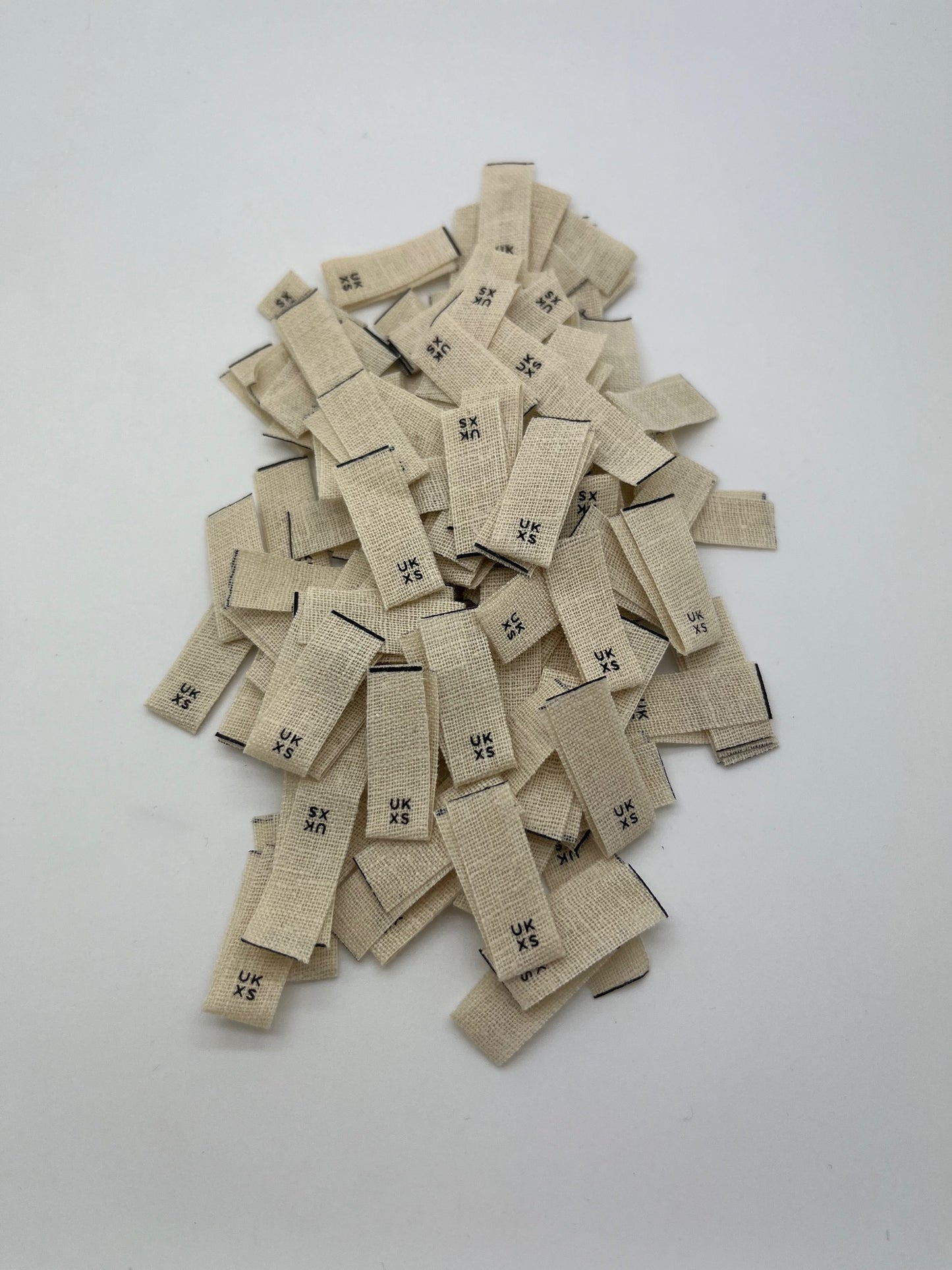 cotton size labels printed text