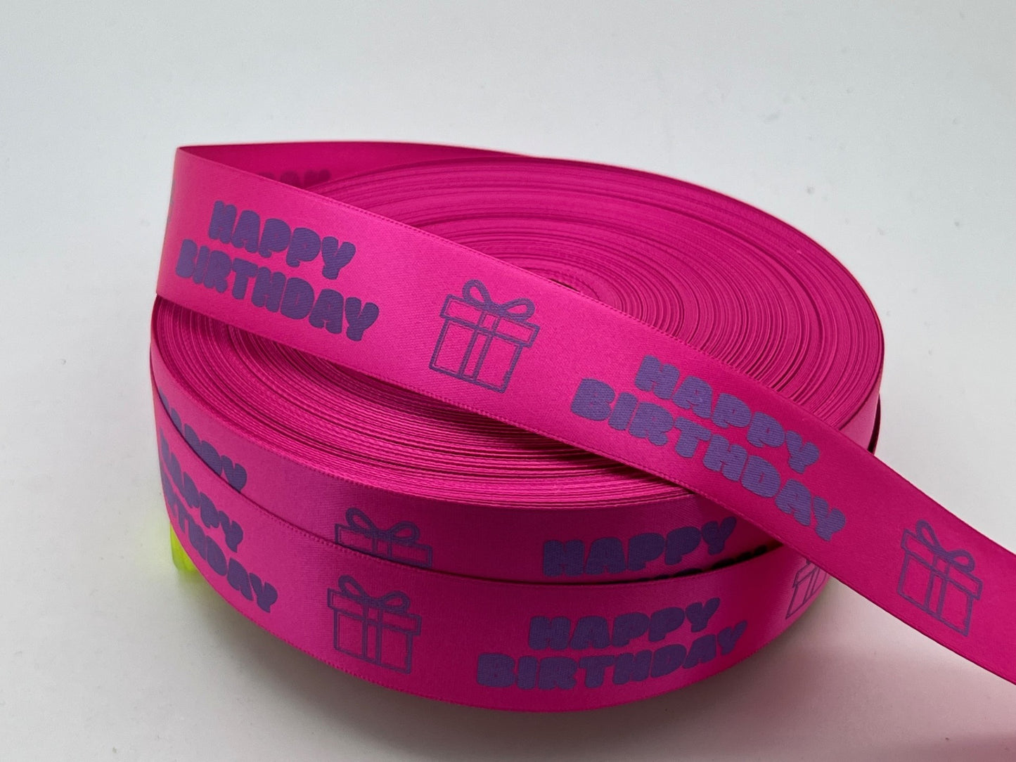 Decorative "Happy Birthday" Ribbon in Fuschia