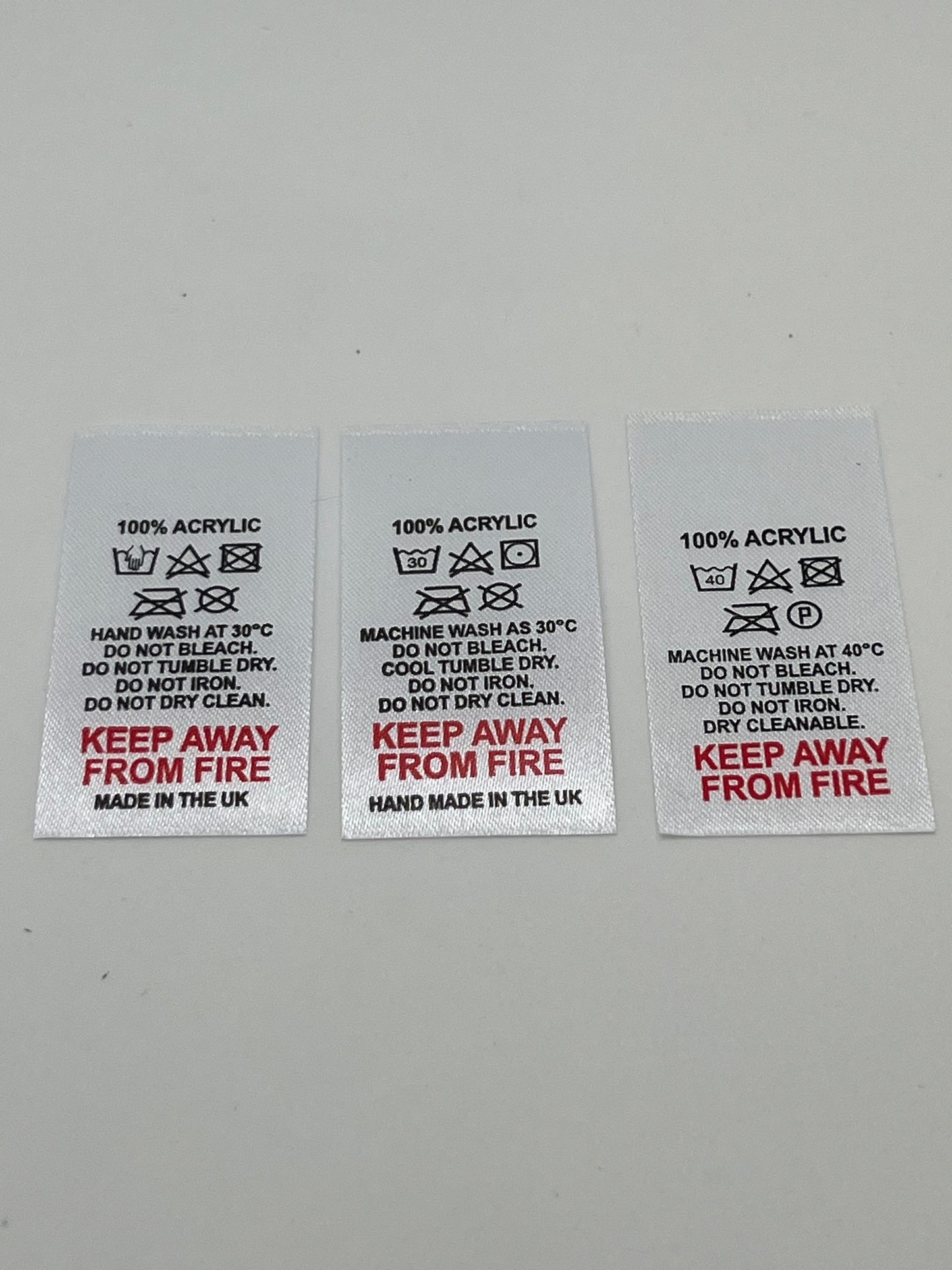 Poly-Satin Wash Care Labels various fibre contents (1)