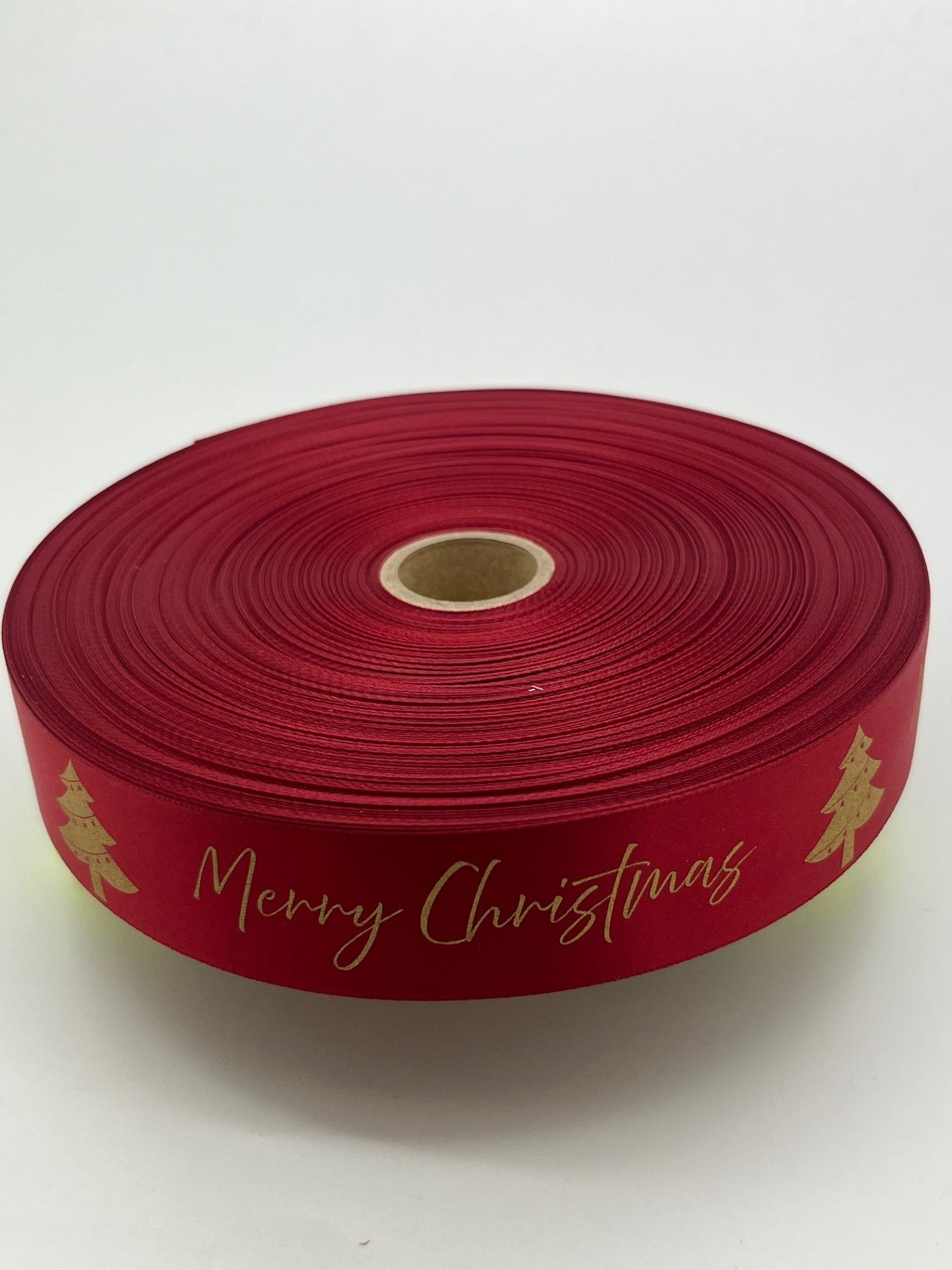 Decorative "Merry Christmas" Ribbon Red & Gold