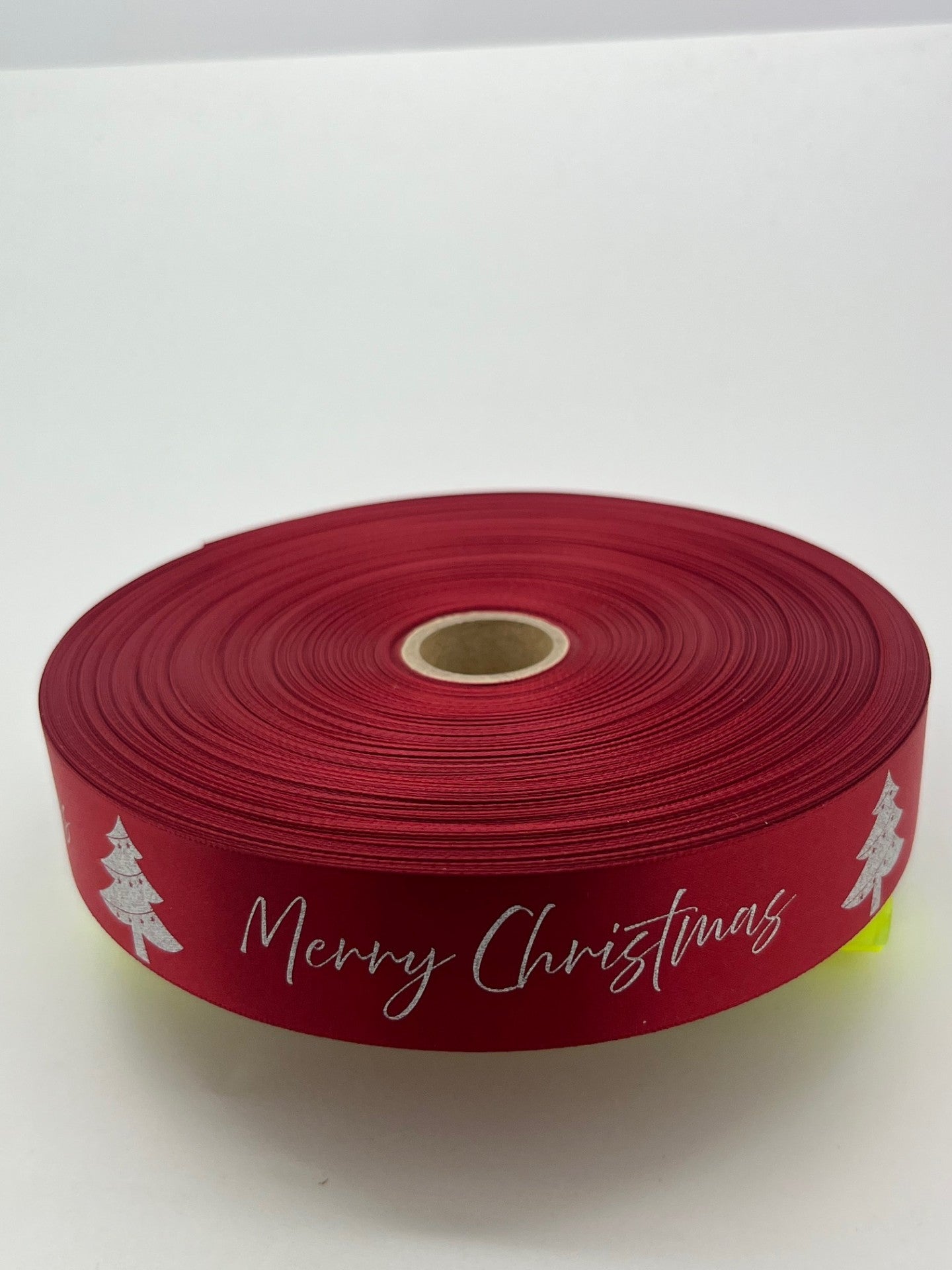 Decorative "Merry Christmas" Ribbon Red & Silver
