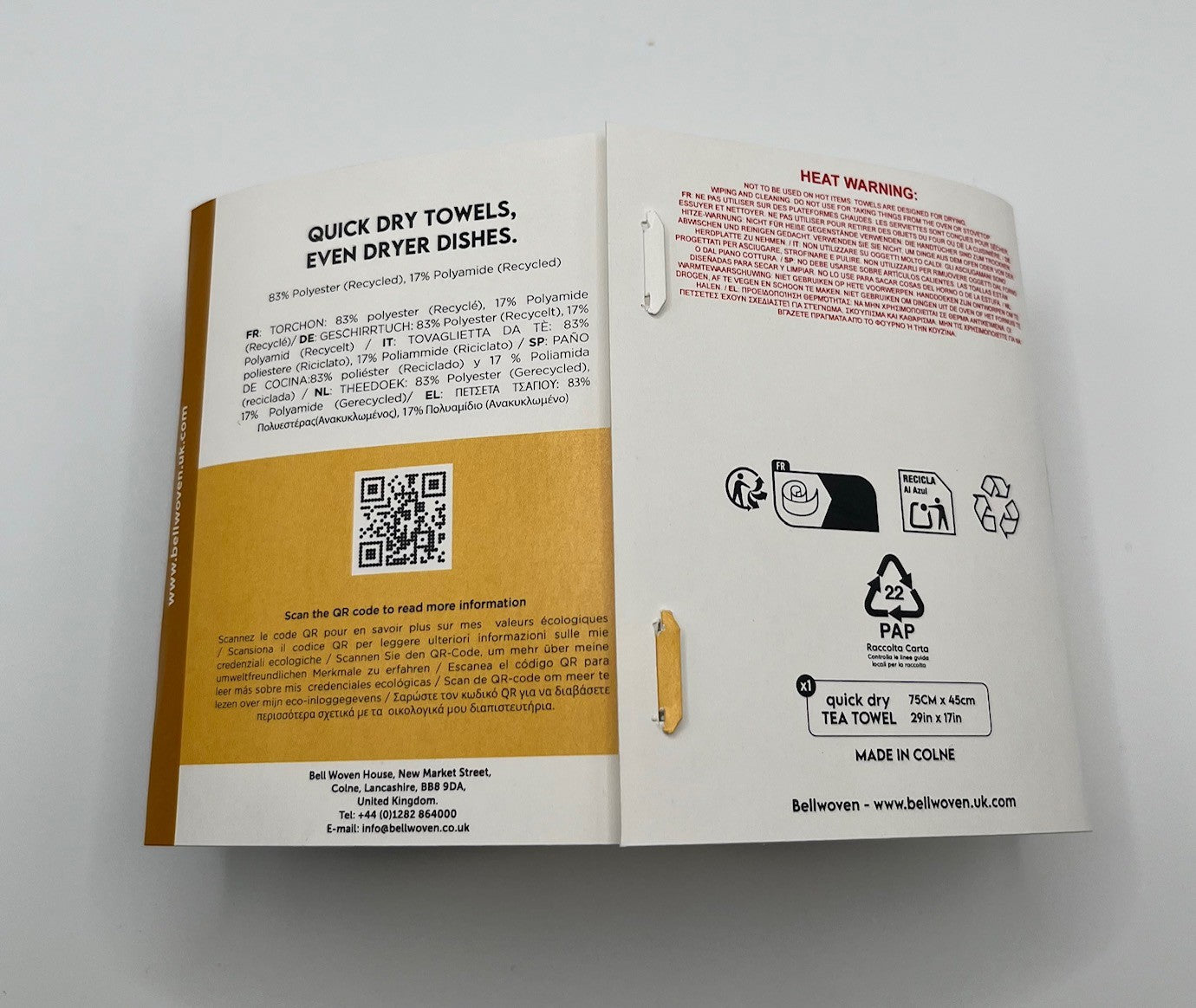 Bespoke card towel wraps non adhesive fully recyclable