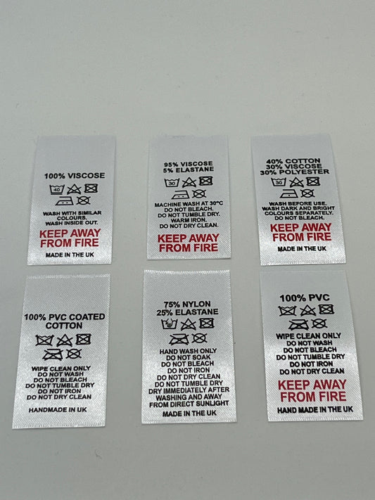 Poly-Satin Wash Care Labels various fibre contents (2)