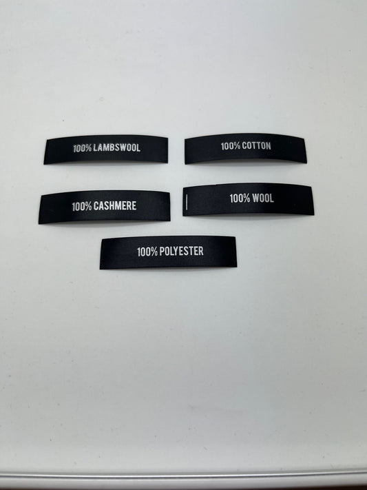 Black Poly-Satin Fibre Content – Garment Label