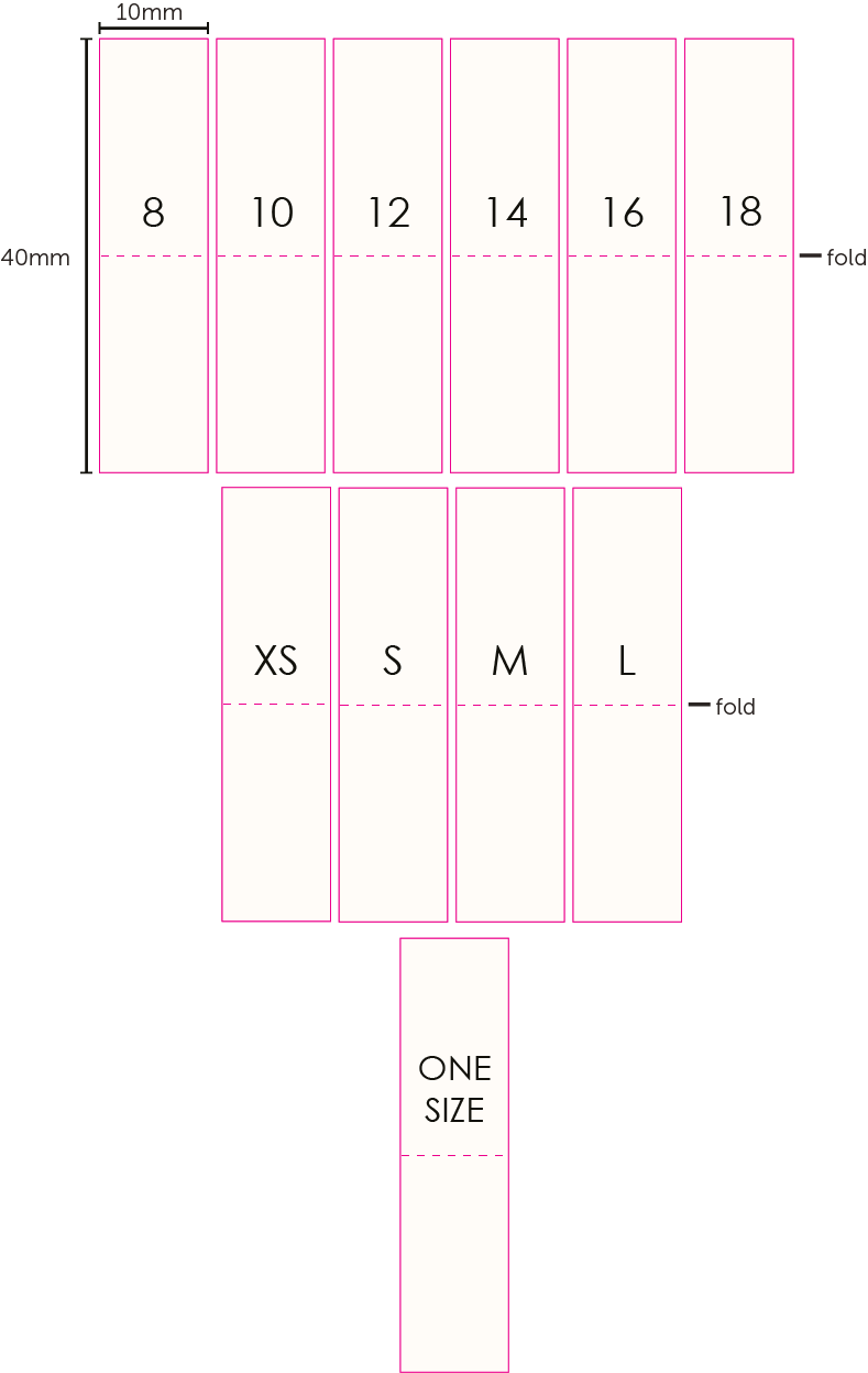 (XS – 2XL / S/M & M/L – Cream Size Labels