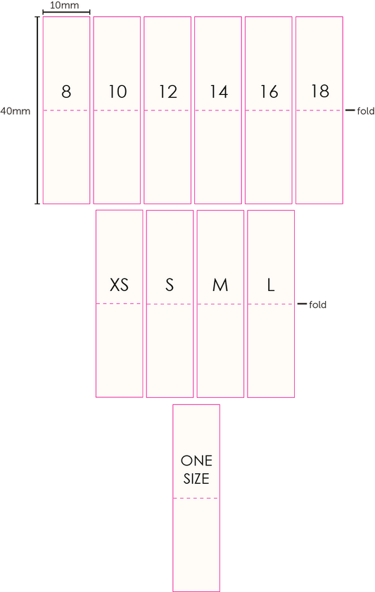 (XS – 2XL / S/M & M/L – Cream Size Labels