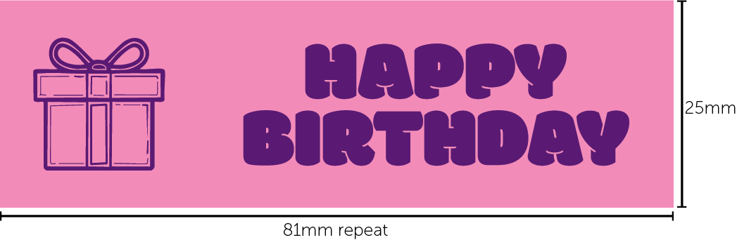 Decorative "Happy Birthday" Ribbon in Pink