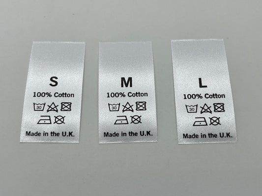 MADE IN THE UK – Wash Care / Size Labels