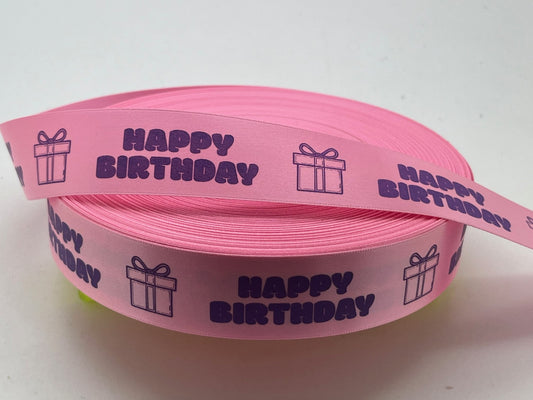 Decorative "Happy Birthday" Ribbon in Pink