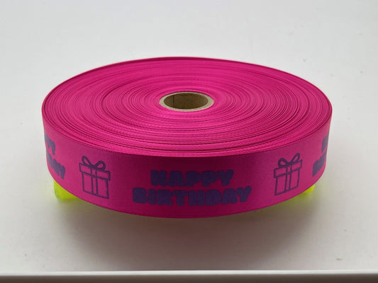 Decorative "Happy Birthday" Ribbon in Fuschia