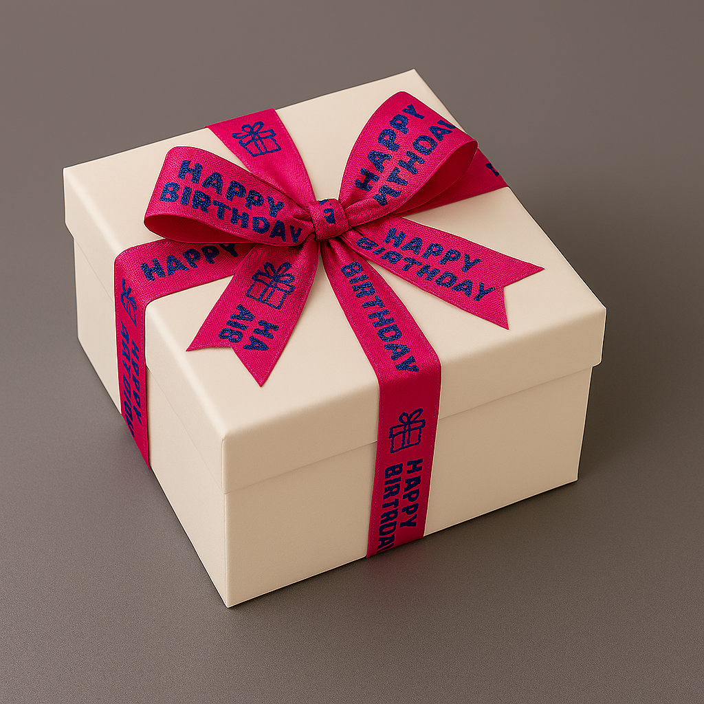 Decorative "Happy Birthday" Ribbon in Fuschia