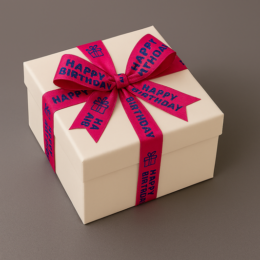 Decorative "Happy Birthday" Ribbon in Fuschia