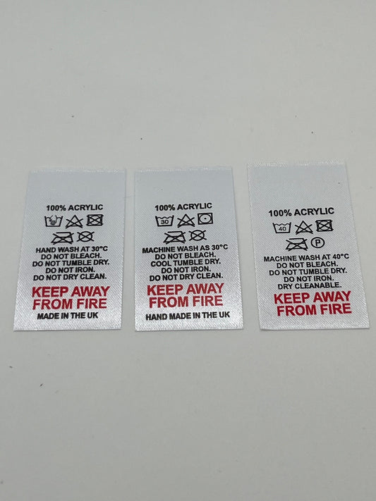 Poly-Satin Wash Care Labels various fibre contents (1)
