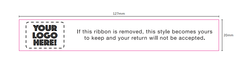 Anti returns ribbon, Standard or Bespoke text, continuous pattern supplied on rolls