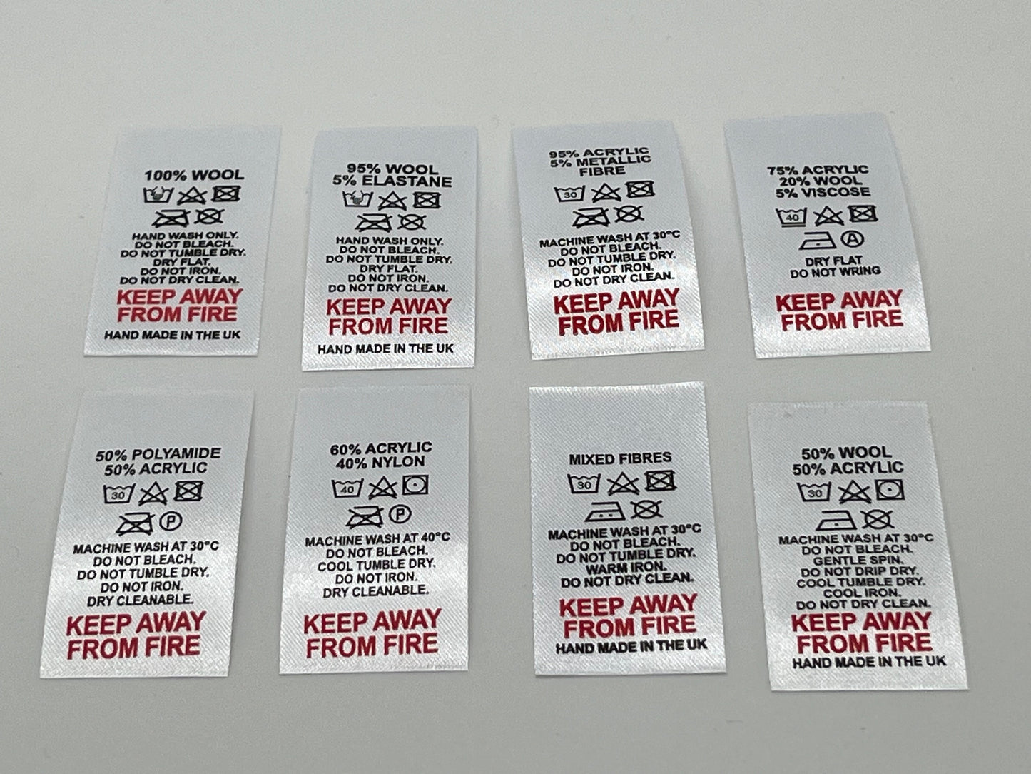 Poly-Satin Wash Care Labels various fibre contents (3)