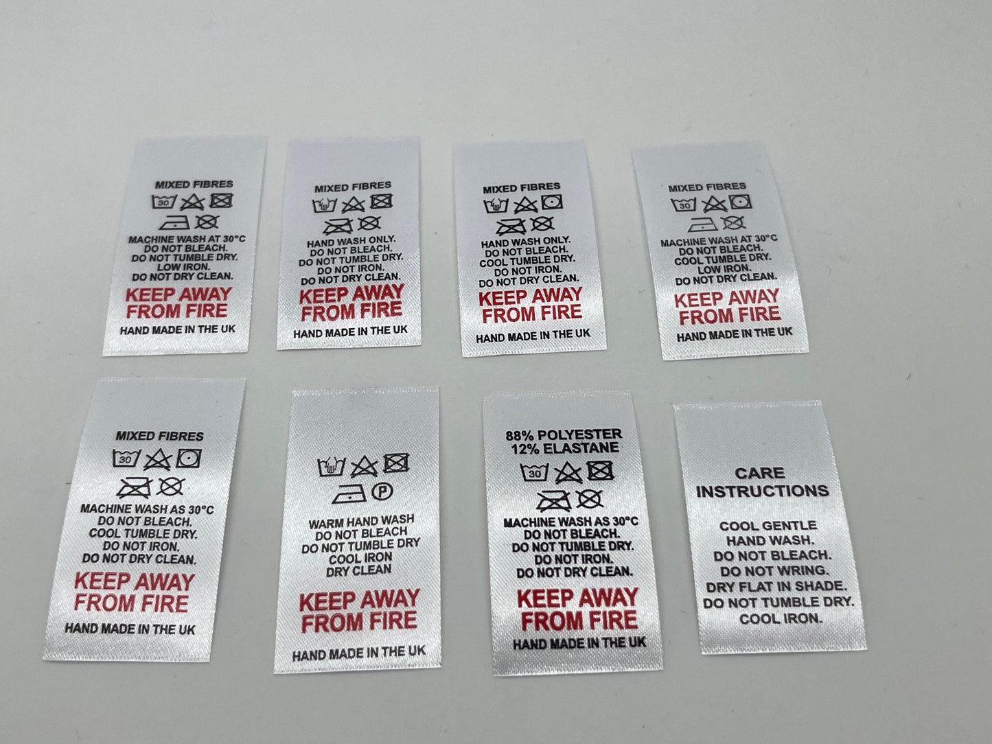 Poly-Satin Wash Care Labels various fibre contents (3)
