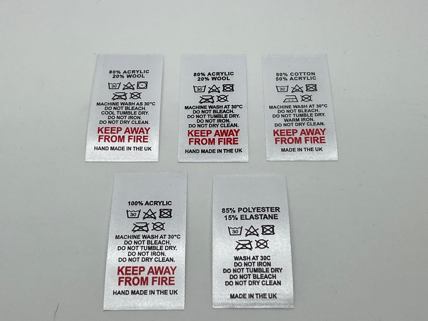 Poly-Satin Wash Care Labels various fibre contents (3)