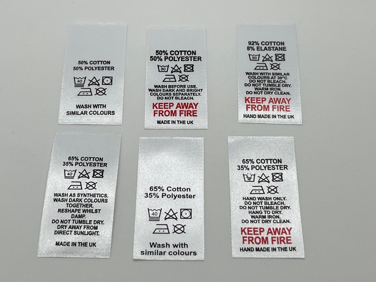 Poly-Satin Wash Care Labels various fibre contents (4)