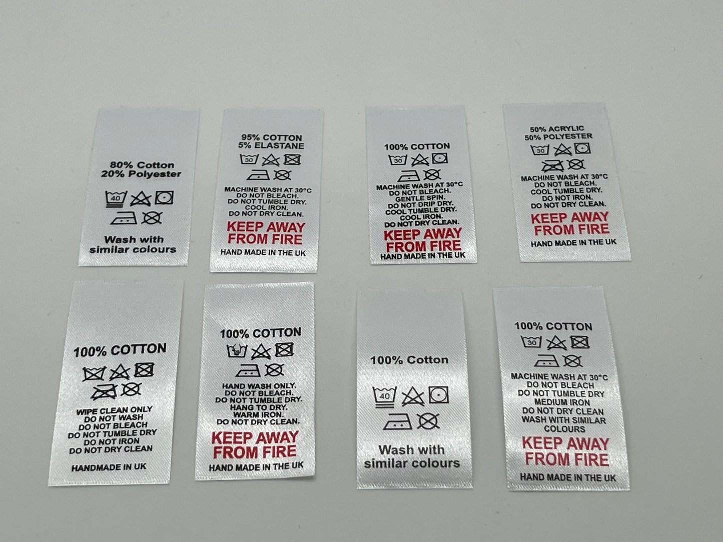 Poly-Satin Wash Care Labels various fibre contents (4)
